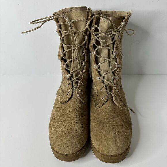 Military Lace Up Combat Boots Mens Sz 9.5 Hot Weather Desert Tan Suede Tactical - Picture 3 of 16